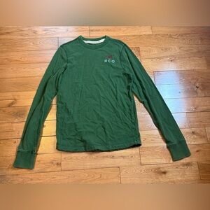 Hollister Men’s Olive Green Long Sleeve Cotton Top